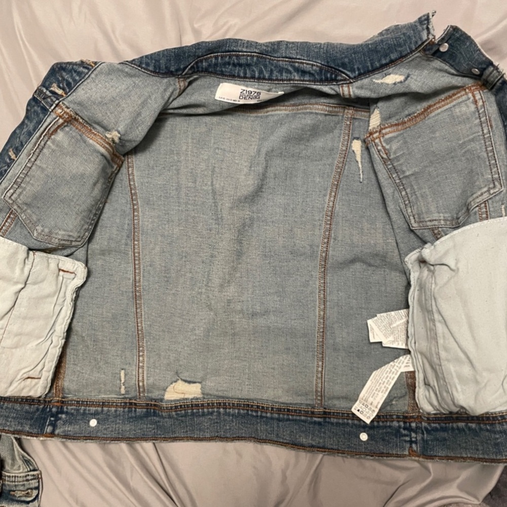 Distressed Denim Jean Jacket - Picture 9 of 13